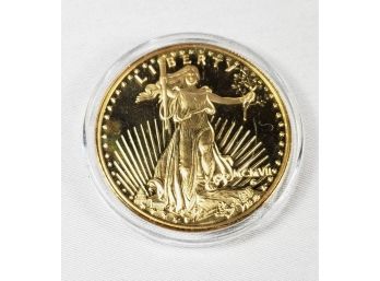 1 Oz .999 Pure Silver Eagle Coin Covered With Gold