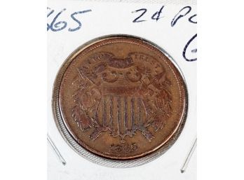 1865 2 Cent Piece     Civil War     1865 2 Cent Piece