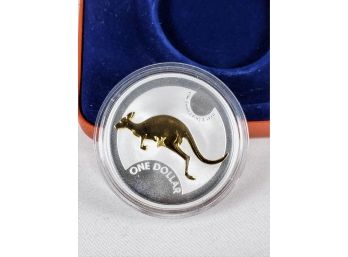 2006 Royal Australian Mint $1 Silver And Gold Coin ( .999 With Gold Kangaroo )