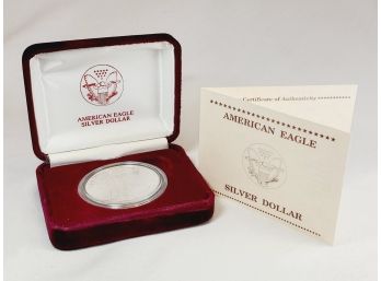 1990 Silver Eagle In Mint Case With Cert.