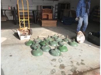 16 Green Porcelain Factory Lights 12'