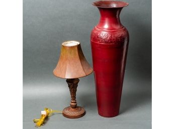 Metal Based Lamp & Metal Urn