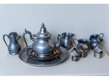 Assorted Pewter Coffee Pot & Accessories