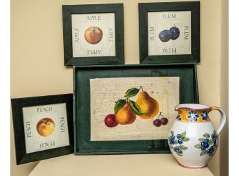 Fruit Prints Tray & Ceramic Pitcher