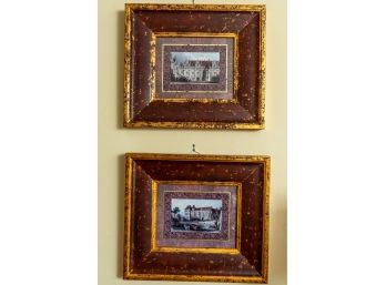 Two Gold & Maroon Framed Castle Pictures (2 Of 2)