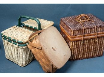 Three Wicker Picnic Baskets