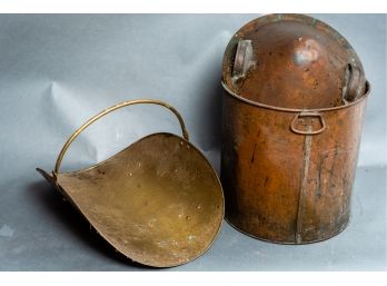 Copper Lidded Pot & Brass Handled Basket