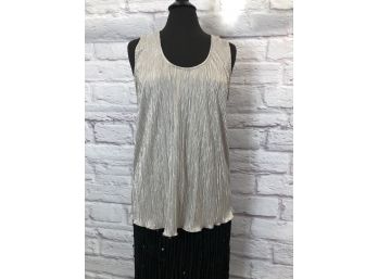 Bob Mackie Long Skirt With Sequins (sz8) Matched With Ann Taylor NWT Silver Tank Top - Sz L