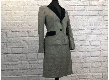 Jones New York Skirt Suit Plaid With Velvet Details - Sz 4