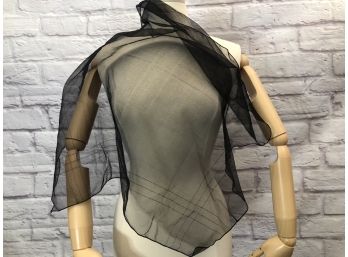 28' Square Black Sheer Silk Scarf