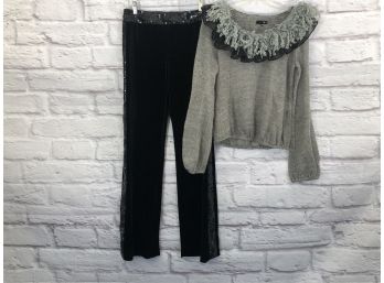 Ryu Sweater With Velvet And Sequined Trimmed Pants - Sz 4