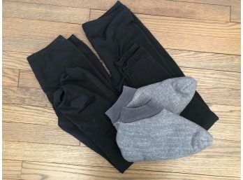 Poof Lined Legging, 2 Pairs And One Pair Of Warm House Booties - Sz S/m