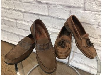 2 Pairs Comfy Broken In Loafers, Mens 10D - Tommy Bahama And Cole Haan