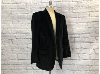 Isaia Cotton Velvet Pinstrip Charcoal Jacket, Made In Italy - Sz 56R (46R)