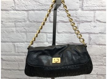 Faux Leather Should Bag With Gold Tone Chunky Chain And Accents 13x6