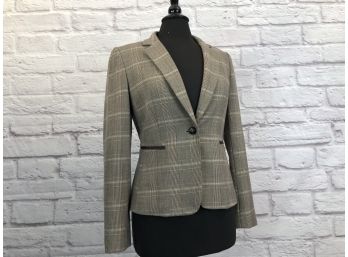 Tahari Blazer With Leather Accents And Elbow Patches - Sz 4