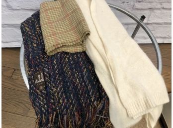 Handwoven Scarf From Dunlap Weavers Plus White Cashmere And A Narrow Tartan - 3 Total