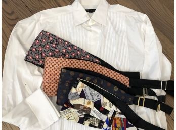 Tuxedo Dress Shirt From Richards Sz 15.5'-34' And 4 Cummerbunds