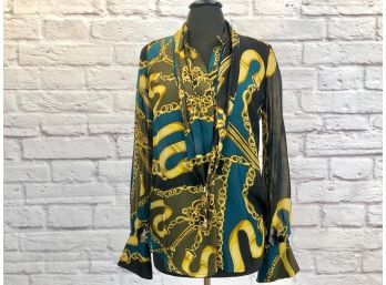 Hale Bob Silk Blouse In The Style Of Hermes - Sz S