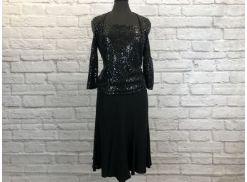 Trumpet Pleat Hem Skirt By Gallant  Sz 4 With Lafayette 148 Silk Sequined Top M,  Elegant Pairing