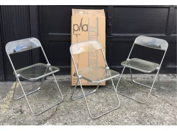 3 Amazing Chrome & Lucite MID CENTURY MODERN PLIA Chairs For CASTELLI