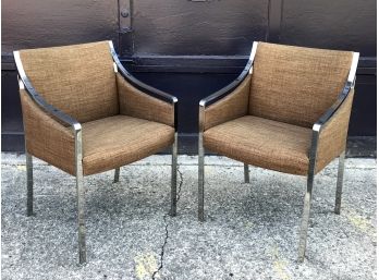 Pair Of MID CENTURY MODERN Chrome Arm Chairs