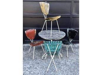 ARTHUR UMANOFF Wrought Iron Patio Chairs And Table Project. MID CENTURY MODERN