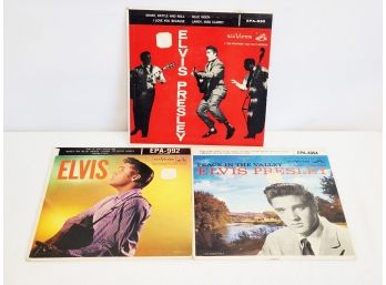 Three Vintage Elvis Presley 45s In Original Sleeves, Shake Rattle And Roll, Peace In The Valley, Rip It Up