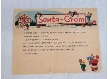 Great Vintage Western Union Santa-Gram Telegram