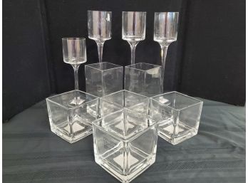 Glass Square Decorative Vases & Tall Pillar Candle Holders