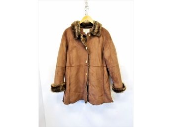 Women's Talbots Petites 3/4 Length Faux Suede Winter Coat Size Medium