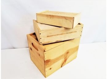 3 Various Size Wood Gift Boxs With Sliding Tops