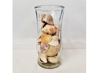 Clear Glass Vase With Seashells