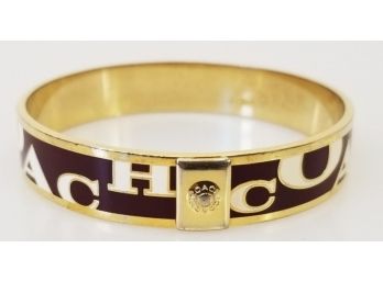 Coach Brown & White Bangle Bracelet With Gold Edging