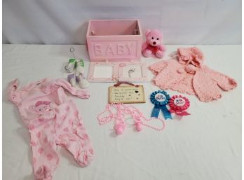 It's A Girl!!!!  Baby Girl Shower / Gift Assortment - Clothing, Hand & Footprint Frames And  More