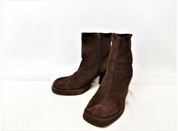 Women's 9 & Co Julienne Brown Suede Zip Up Boots Size 8