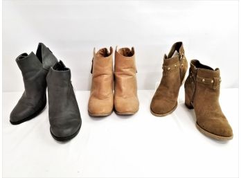 3 Pairs Of Women's Ankle Length Boots  Sizes 8.5 And Size 9