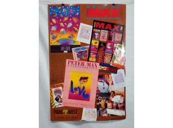 Vintage 1990s Peter Max Touring Collection Park West Advertising Poster