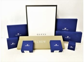 Various Size Empty Designer Gift Boxes: Gucci, J. Crew & Swaroski