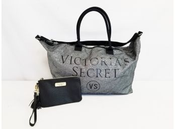 Victoria's Secret Glitter Weekender Tote Bag & Wristlet