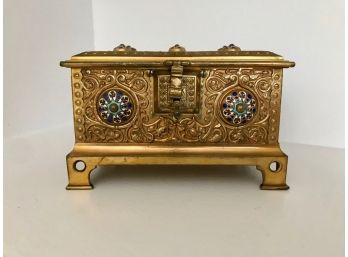 Antique German Ormolu And Cloisonné Jewelry Box