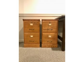 Two Oak Filing Cabinets