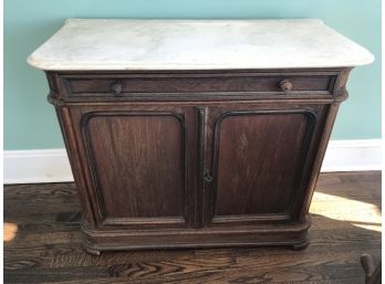 Antique Wooden Storage Cabinet With Marble Top