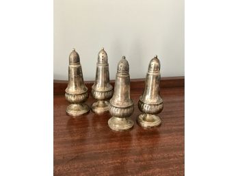 Set Of 4 CROWN Sterling Weighted Silver Salt And Pepper Shakers