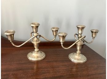 Pair Of Weighted Silver Candelabras