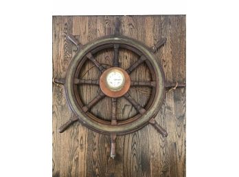 Antique CHELSEA SHIPS BELL Clock With Authentic Antique Ships Wheel