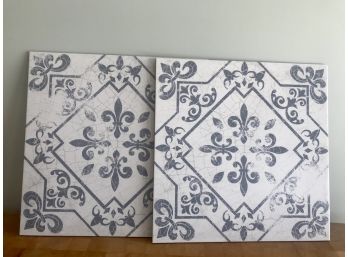 Pair Of Large Decorative Ceramic Tiles