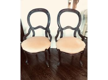 Pair Of Lovely Petite Vintage  Sitting Chairs On Casters