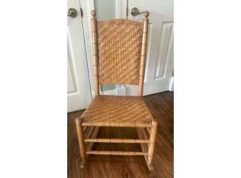 Petite Sized Wood And Rattan/Wicker Rocking Chair