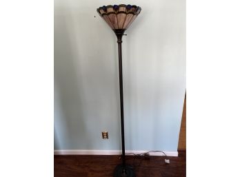 Peacock Feather Tiffany Style Torchiere Floor Lamp